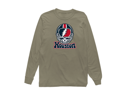 Houston Helmet Stealie Premium Unisex Long-Sleeve — Houston Texans — Sandstone