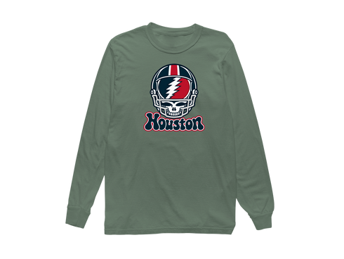 Houston Helmet Stealie Premium Unisex Long-Sleeve — Houston Texans — Light Green