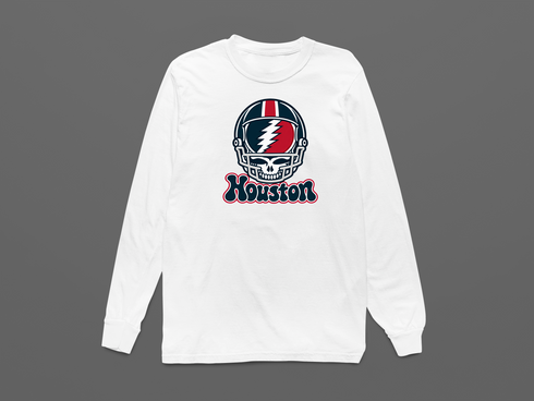 Houston Helmet Stealie Premium Unisex Long-Sleeve — Houston Texans — White