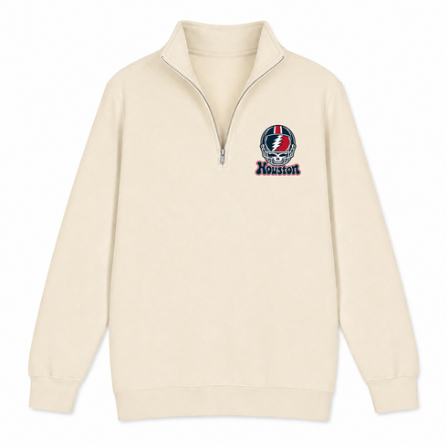 Houston Helmet Stealie Premium Unisex Quarter-Zip — Houston Texans — Sand