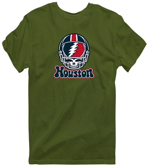 Houston Helmet Stealie Premium Unisex T-Shirt — Houston Texans — Military Green