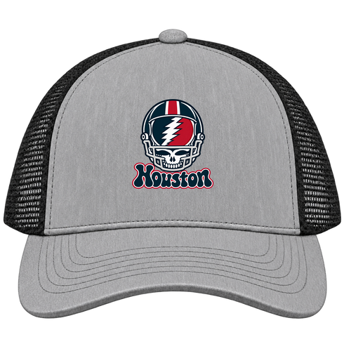 Houston Helmet Stealie Premium Unisex Trucker Cap — Houston Texans — Heather Grey/Black