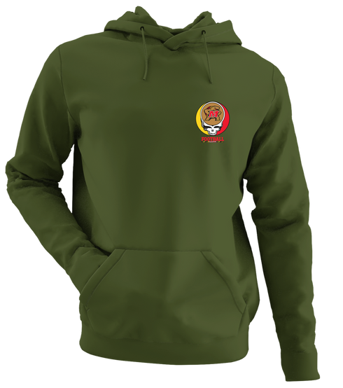 University of Maryland Football - Premium Grateful Dead Left Chest Hoodie - Military Green - 7
