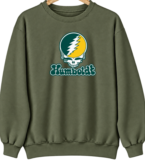 Humboldt Stealie Premium Unisex Crewneck — Design: Humboldt State / Cal Poly Humboldt — Military Green