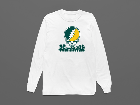 Humboldt Stealie Premium Unisex Long-Sleeve — Design: Humboldt State / Cal Poly Humboldt — White