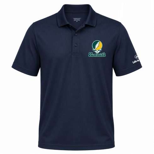 Humboldt Stealie Premium Unisex Polo — Design: Humboldt State / Cal Poly Humboldt — Navy