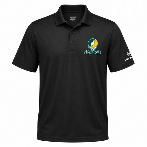 Humboldt Stealie Premium Unisex Polo — Design: Humboldt State / Cal Poly Humboldt — Black