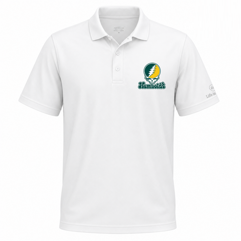 Humboldt Stealie Premium Unisex Polo — Design: Humboldt State / Cal Poly Humboldt — White