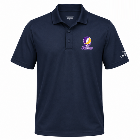 Hunter Stealie Premium Unisex Polo — Design: Hunter College — Navy