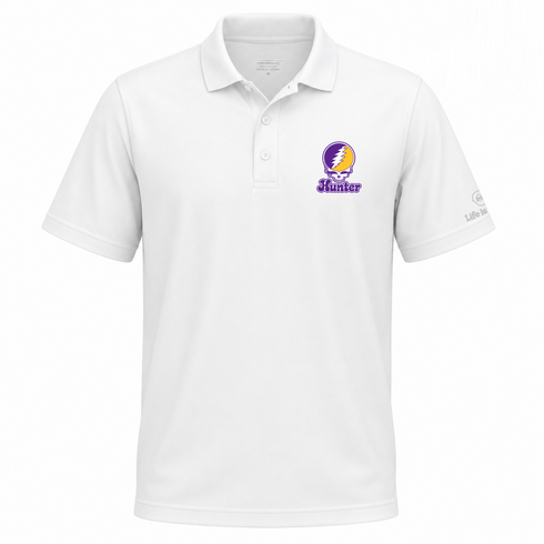 Hunter Stealie Premium Unisex Polo — Design: Hunter College — White