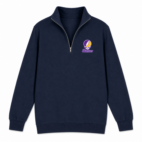 Hunter Stealie Premium Unisex Quarter-Zip — Design: Hunter College — Navy