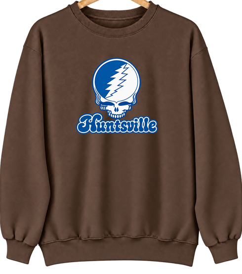 Huntsville Stealie Premium Unisex Crewneck — Design: Alabama in Huntsville University of — Brown