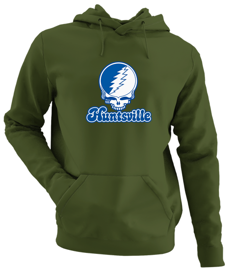 Huntsville Stealie Premium Unisex Hoodie — Design: Alabama in Huntsville University of — Military Green