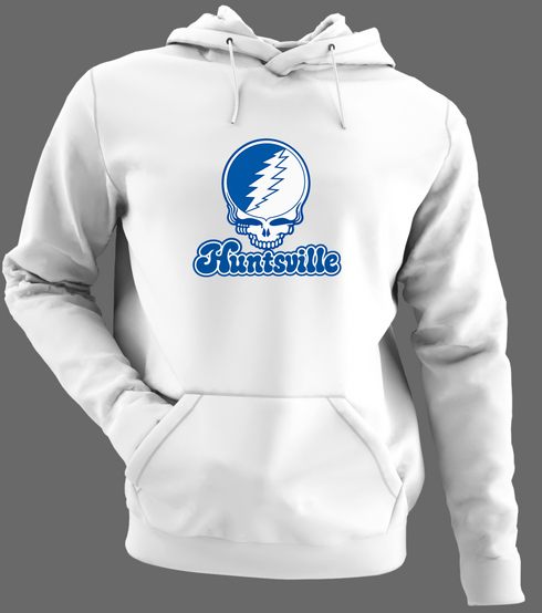 Huntsville Stealie Premium Unisex Hoodie — Design: Alabama in Huntsville University of — White/Grey