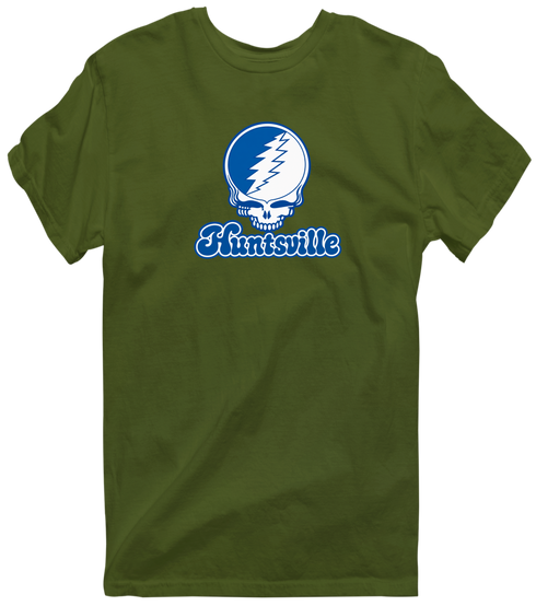 Huntsville Stealie Premium Unisex T-Shirt — Design: Alabama in Huntsville University of — Military Green