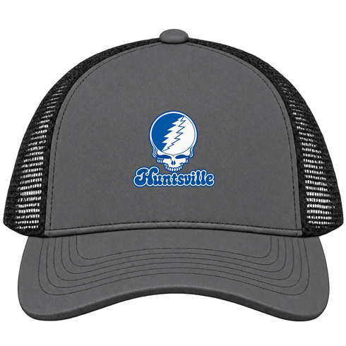 Huntsville Stealie Premium Unisex Trucker Cap — Design: Alabama in Huntsville University of — Charcoal/Black