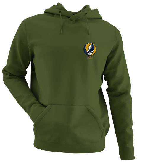 Notre Dame University - Irish - Premium Grateful Dead Left Chest Hoodie - Military Green