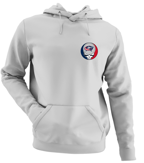 Columbus Blue Jackets - Premium Grateful Dead Left Chest Hoodie - Sport Grey - 9