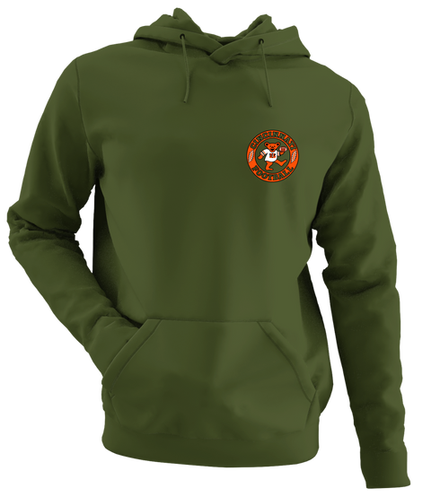 Cincinnati Football Dancing Bear - Premium Grateful Dead Left Chest Hoodie - Military Green