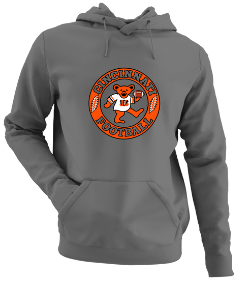 Cincinnati Football Dancing Bear - Premium Grateful Dead Hoodie - Charcoal