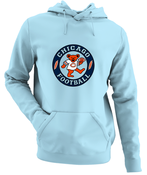 Chicago Football Dancing Bear - Premium Grateful Dead Hoodie - Light Blue