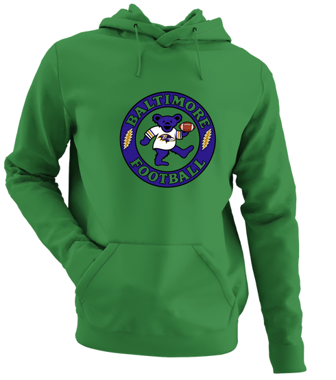 Baltimore Football Dancing Bear - Premium Grateful Dead Hoodie - Irish Green