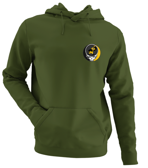 University of Iowa - Premium Grateful Dead Left Chest Hoodie - Military Green