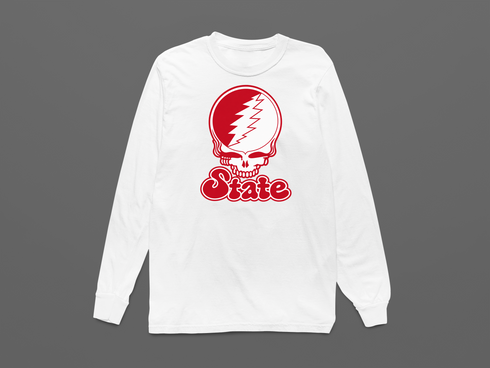Illinois Stealie Premium Unisex Long-Sleeve — Design: Illinois State University — White