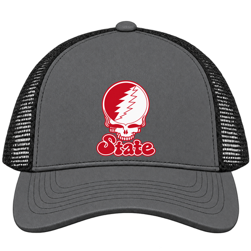 Illinois Stealie Premium Unisex Trucker Cap — Design: Illinois State University — Charcoal/Black