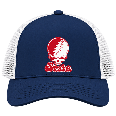 Illinois Stealie Premium Unisex Trucker Cap — Design: Illinois State University — Navy/White