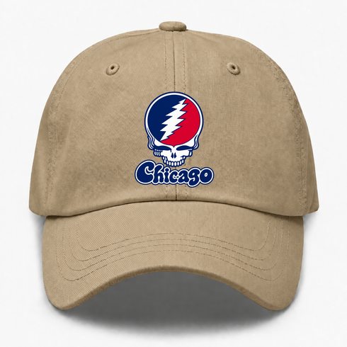 Illinois Stealie Premium Unisex Dad Hat — Design: Illinois University of Chicago — Khaki