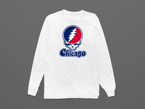 Illinois Stealie Premium Unisex Long-Sleeve — Design: Illinois University of Chicago — White