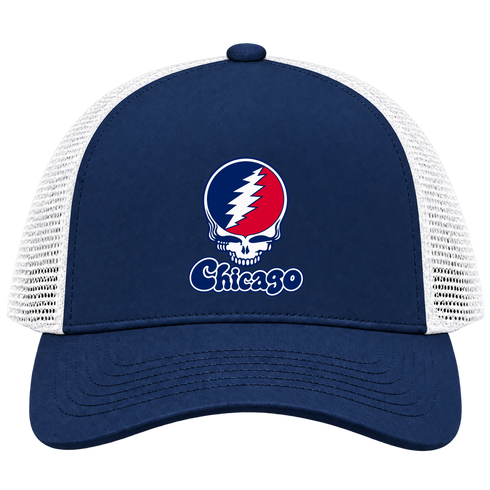 Illinois Stealie Premium Unisex Trucker Cap — Design: Illinois University of Chicago — Navy/White