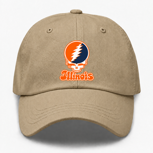 Illinois Stealie Premium Unisex Dad Hat — Design: Illinois University of — Khaki
