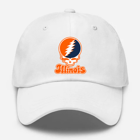 Illinois Stealie Premium Unisex Dad Hat — Design: Illinois University of — White