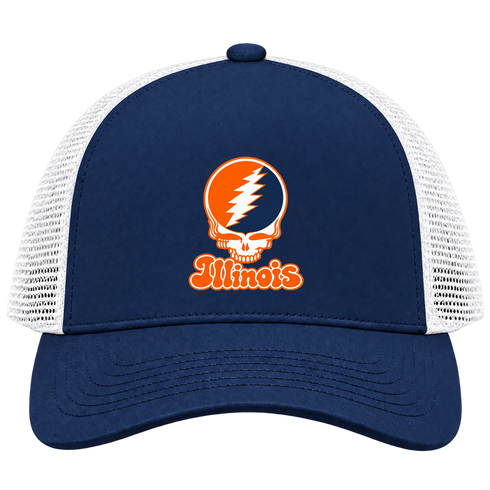 Illinois Stealie Premium Unisex Trucker Cap — Design: Illinois University of — Navy/White