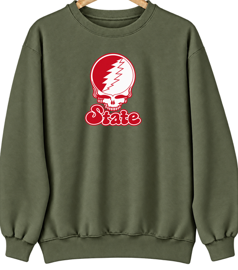 Illinois Stealie Premium Unisex Crewneck — Design: Illinois State University — Military Green