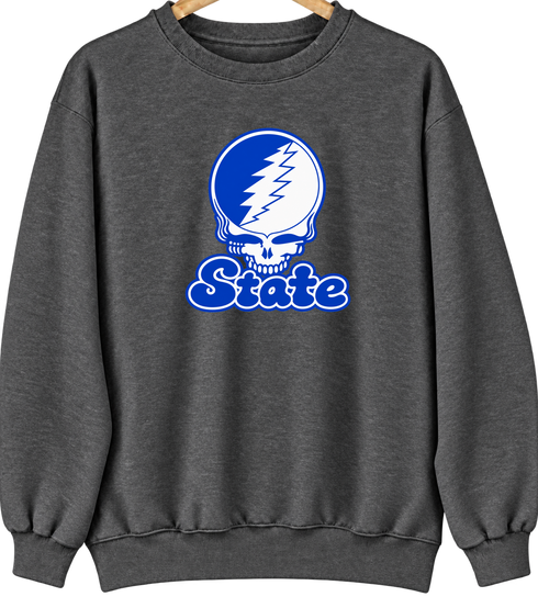 Indiana Stealie Premium Unisex Crewneck — Design: Indiana State University — Dark Heather