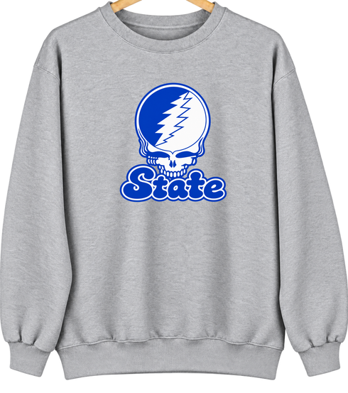 Indiana Stealie Premium Unisex Crewneck — Design: Indiana State University — Sport Grey