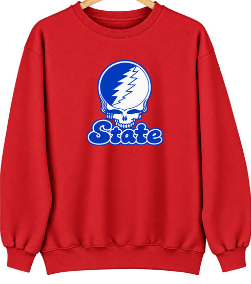 Indiana Stealie Premium Unisex Crewneck — Design: Indiana State University — Red