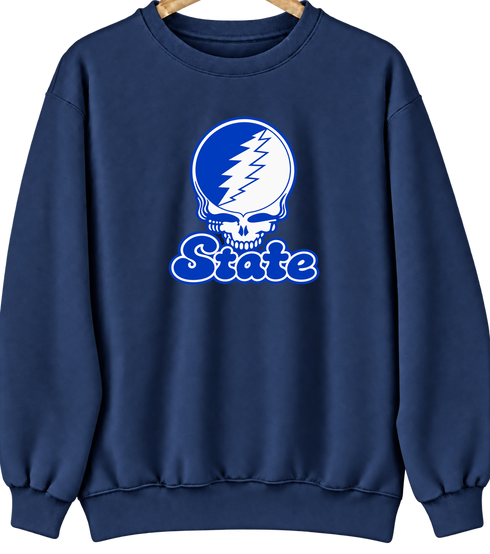 Indiana Stealie Premium Unisex Crewneck — Design: Indiana State University — Navy