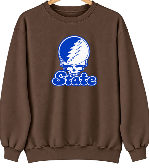 Indiana Stealie Premium Unisex Crewneck — Design: Indiana State University — Brown