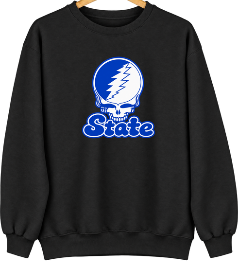 Indiana Stealie Premium Unisex Crewneck — Design: Indiana State University — Black