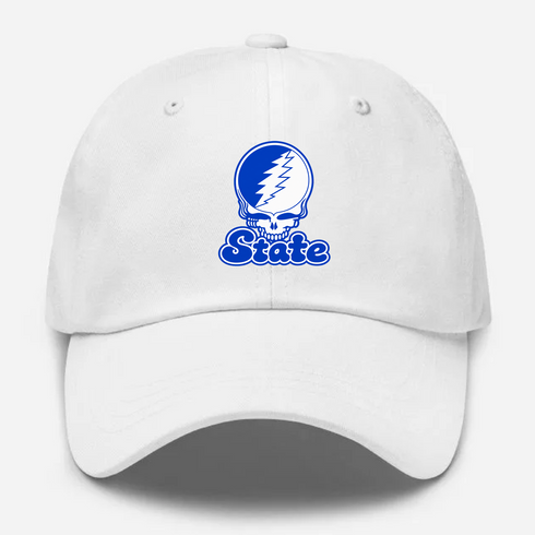 Indiana Stealie Premium Unisex Dad Hat — Design: Indiana State University — White