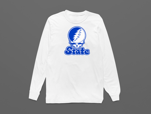 Indiana Stealie Premium Unisex Long-Sleeve — Design: Indiana State University — White