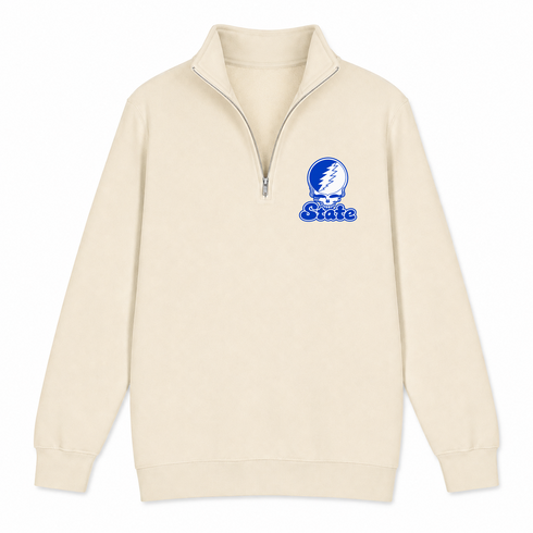 Indiana Stealie Premium Unisex Quarter-Zip — Design: Indiana State University — Sand
