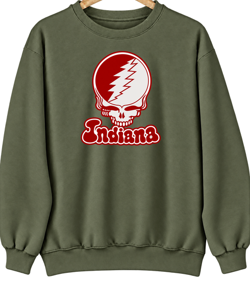 Indiana Stealie Premium Unisex Crewneck — Military Green