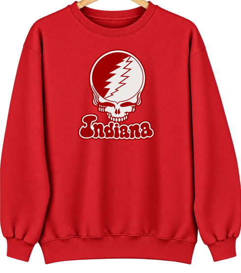 Indiana Stealie Premium Unisex Crewneck — Red