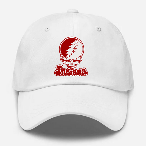 Indiana Stealie Premium Unisex Dad Hat — Design: Indiana University — White