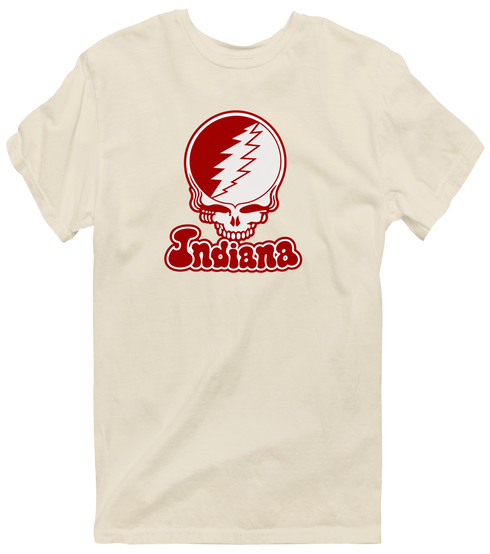 Indiana Stealie Premium Unisex T-Shirt — Design: Indiana University — Sand